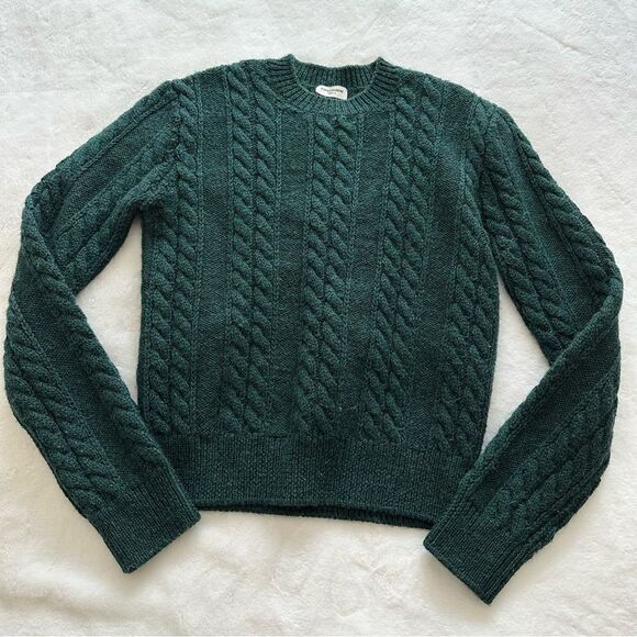 Saint Laurent Green Cable Knit Wool Sweater Women’s Size Small - Picture 1 of 14